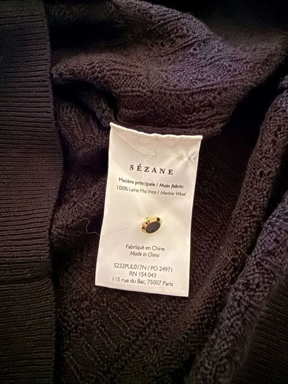 Sezane Lyna Jumper - Black - Size Medium - NWOT! - Picture 5 of 6